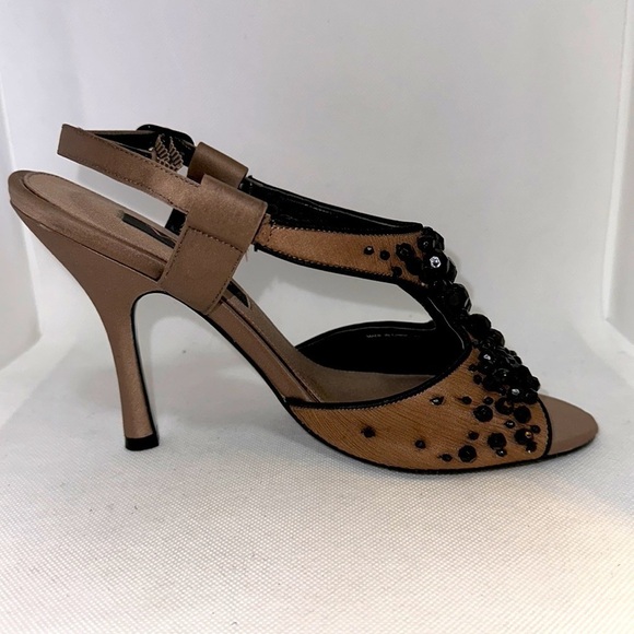 Nina Beaded Satin Leather Upper Slingback Heels Size 7 - NWOT - Picture 4 of 12